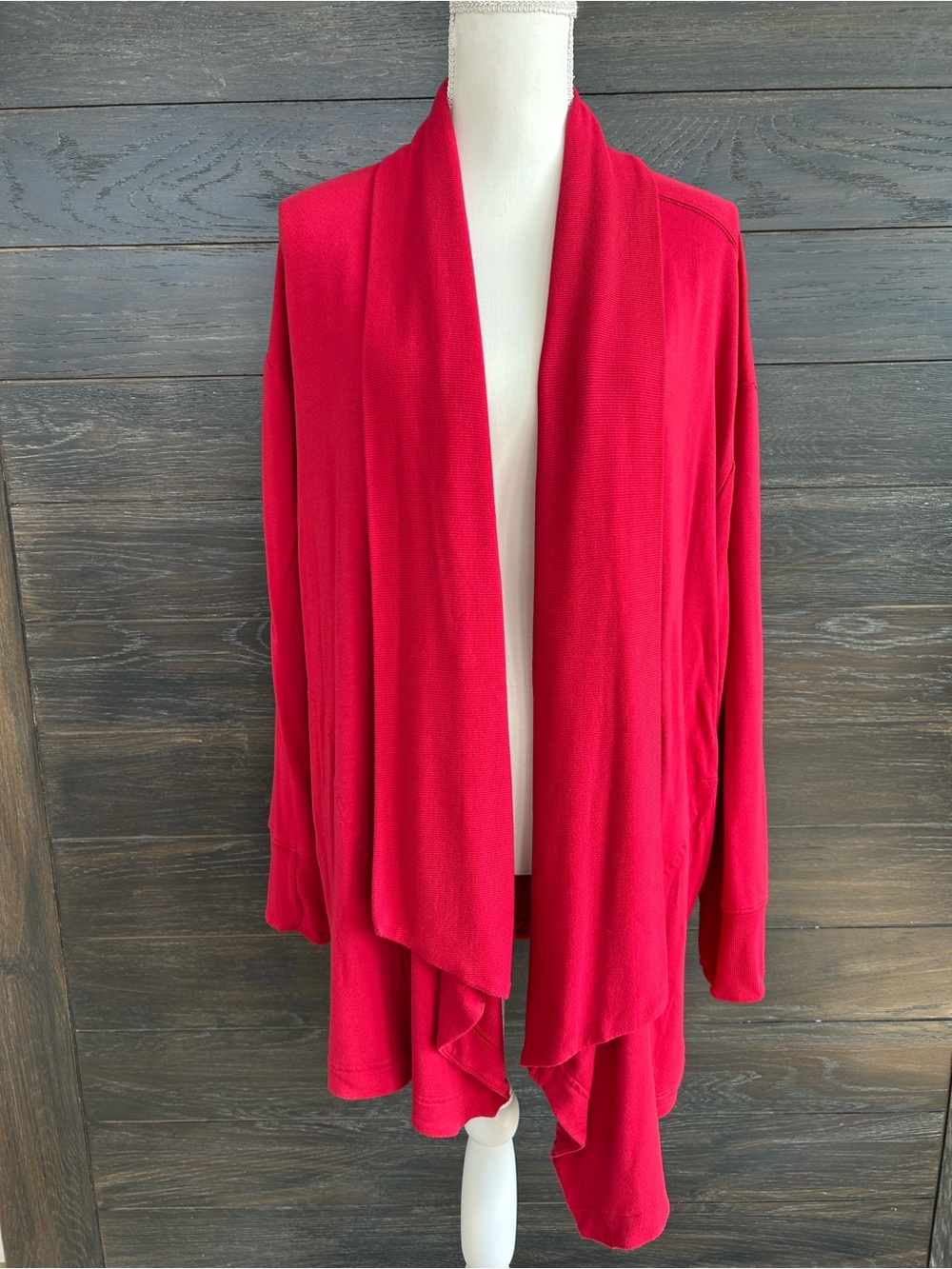 Athleta Women's Panayama Restore Wrap Cardigan Red Draped Open-Front Size 2X